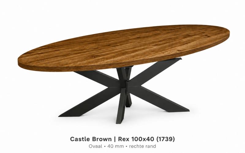 Ovale eiken eettafel 40 mm &ndash; zelf samenstellen